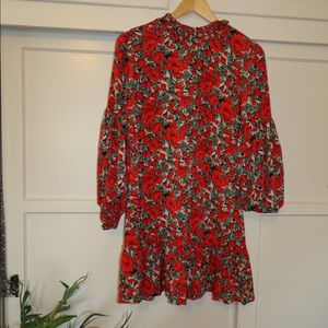 Red floral dress- long sleeve